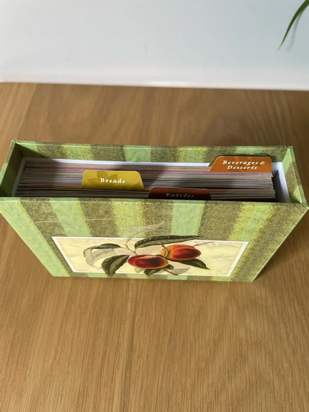 Decorative Peach Fruit Motif Recipe Keepsake Box with Recipe Cards - Picture 5 of 13